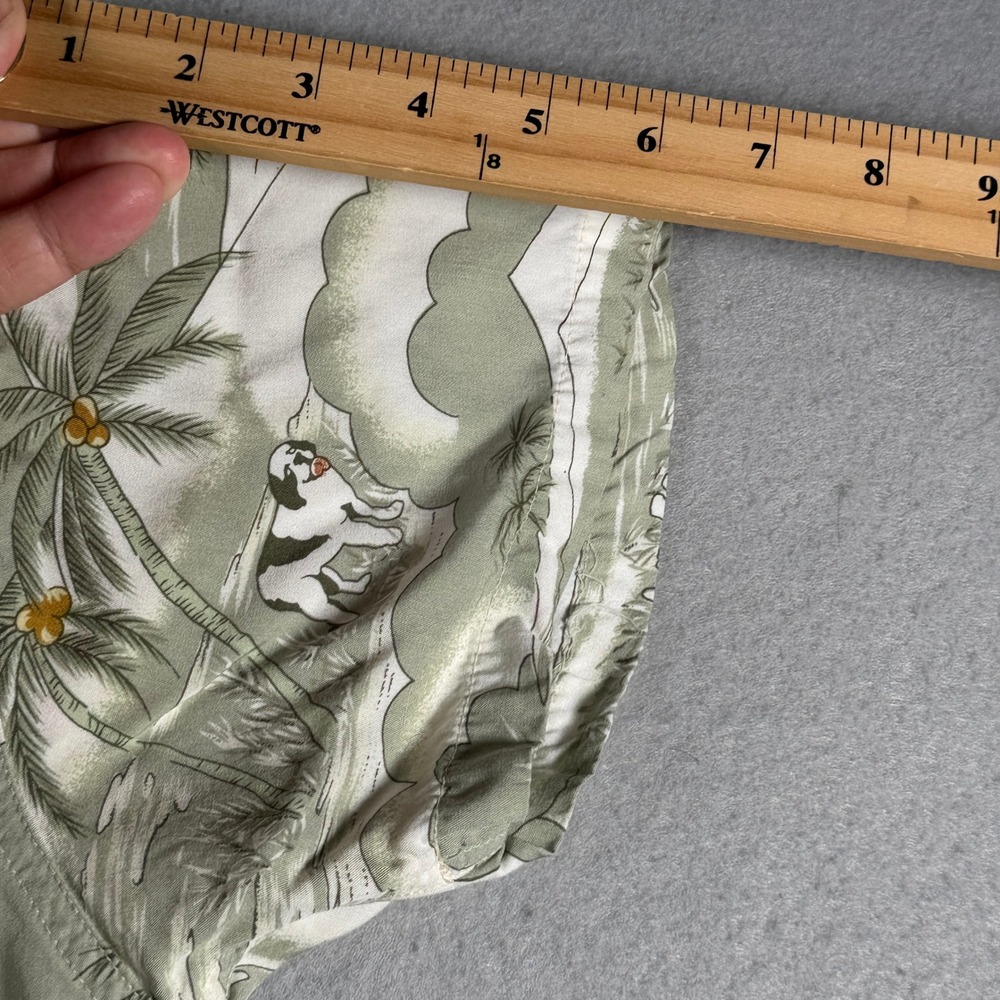 Big Dogs Mens Large Rayon Hawaiian Shirt Tropical Scenic Sage Green St Bernard - Picture 7 of 10